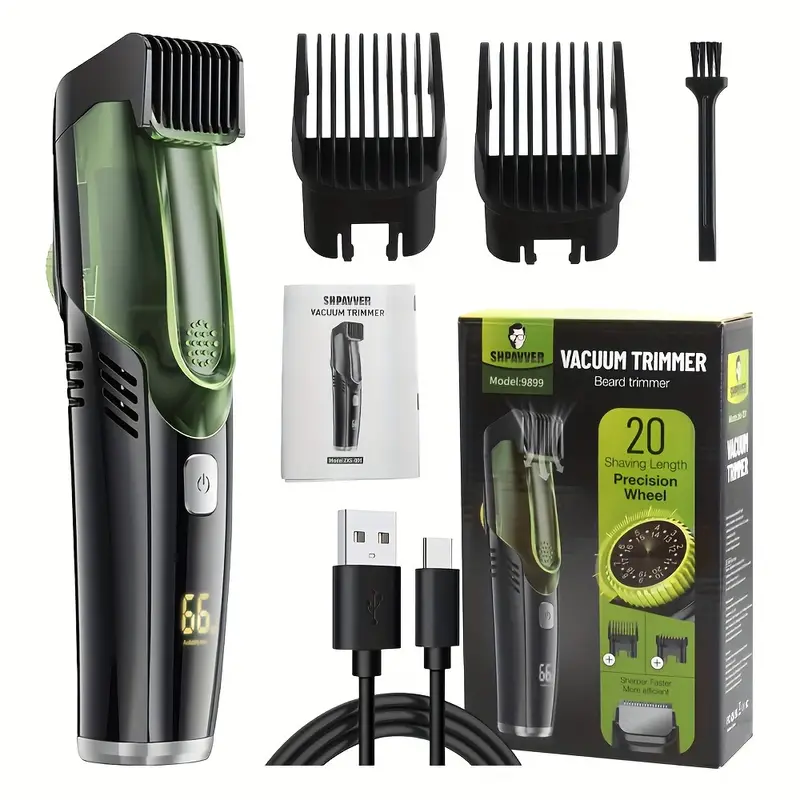 Men'S Grooming Vacuum - Беспроводной триммер для бороды для мужчин,
